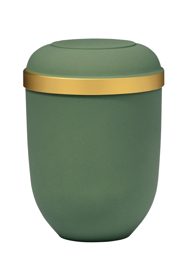 Urne 21331 FW olivgrün, Messing-Zierkante, - baugleich mit Artikel 21331 -