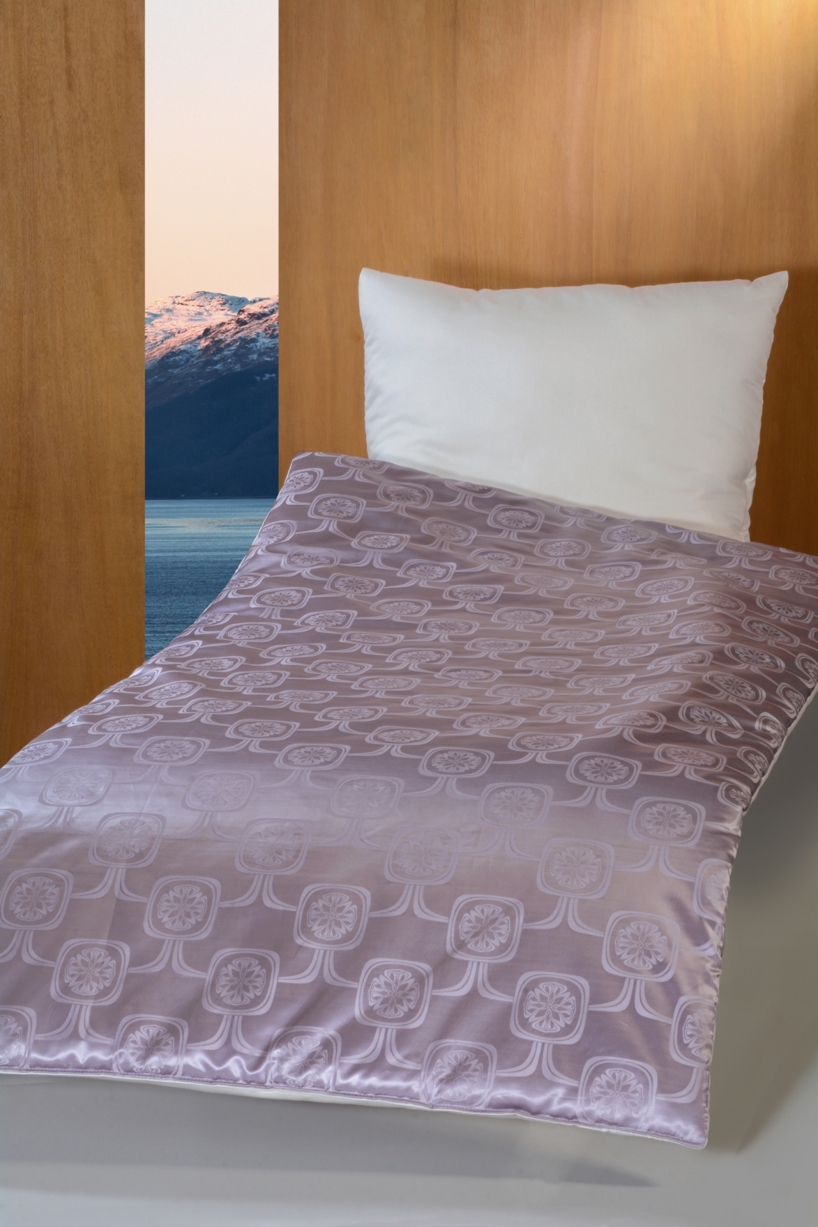 Deckengarnitur 0114 BW elfenbein/mauve Rosenduftdecke / Jaquard