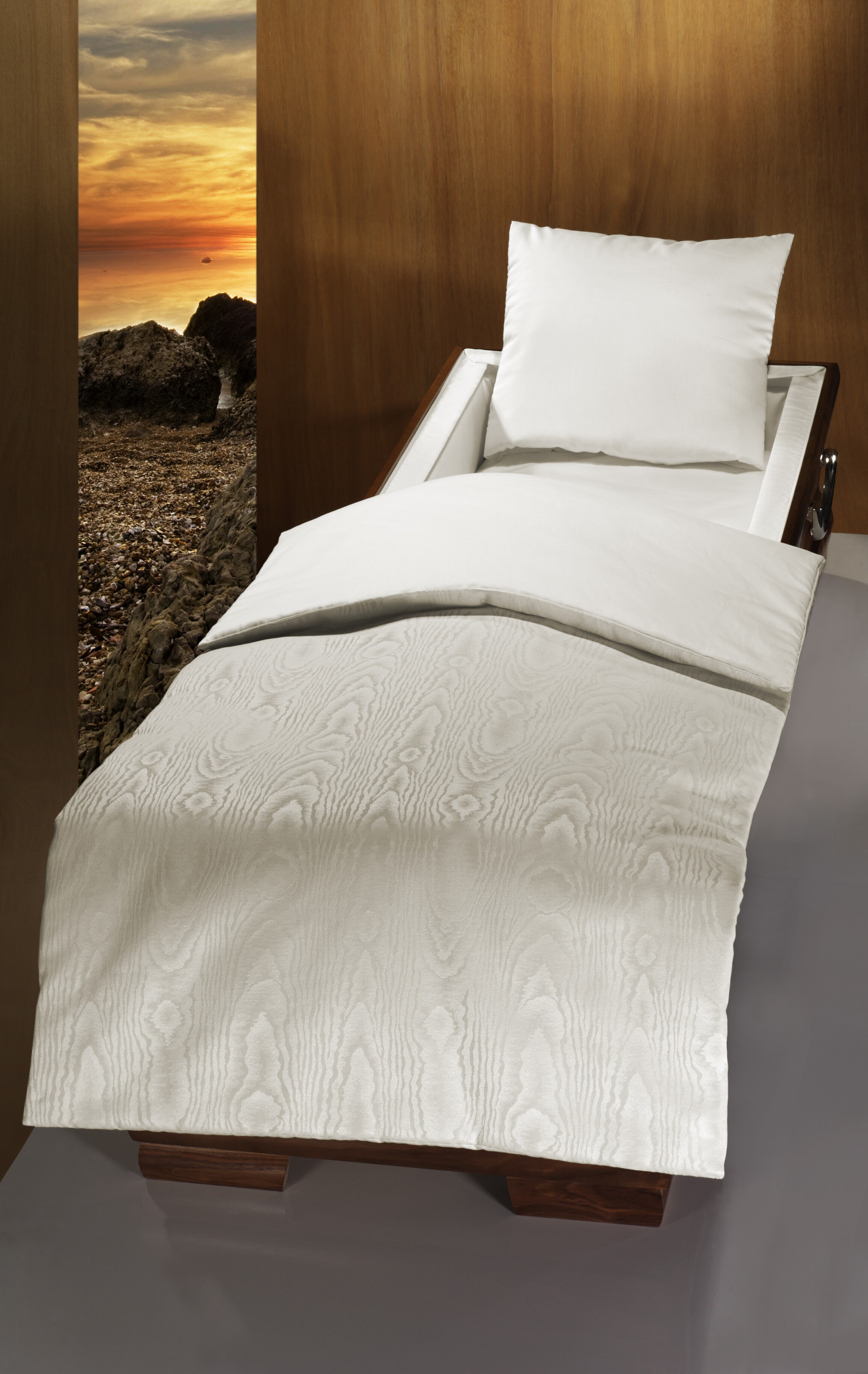 Deckengarn. 0112 tv Janus II, Übergröße, Kissen elfenbein, Decke elfenbein/Domino, Öko-Linie