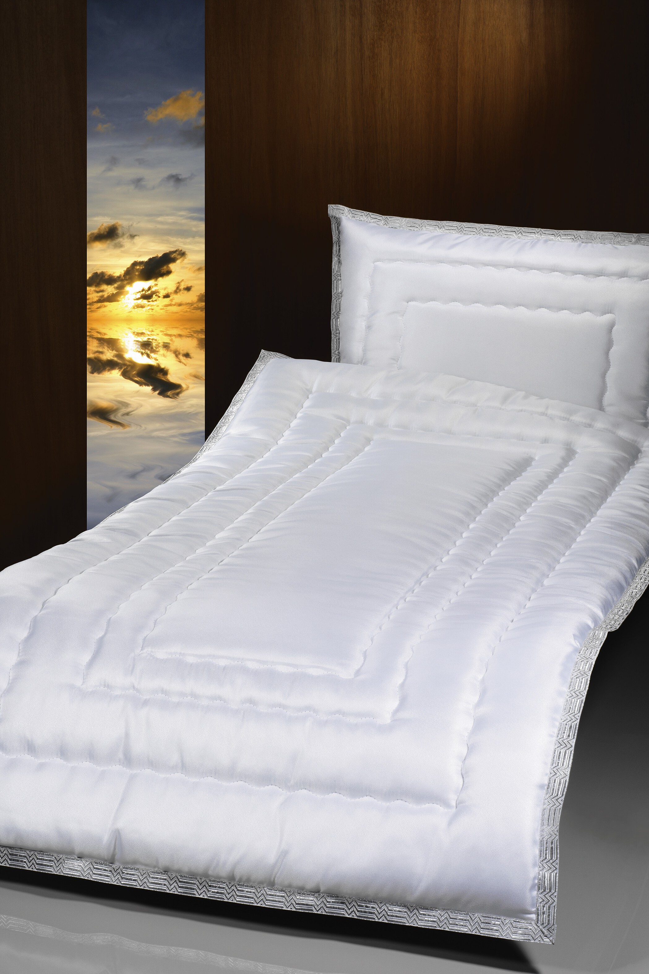 Deckengarnitur 0154 tv Eiskrepp weiss, Litze