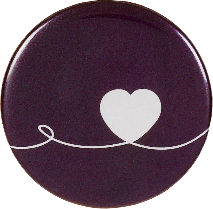 0824 Memori-Button - aubergine, Herz (ohne Urne)