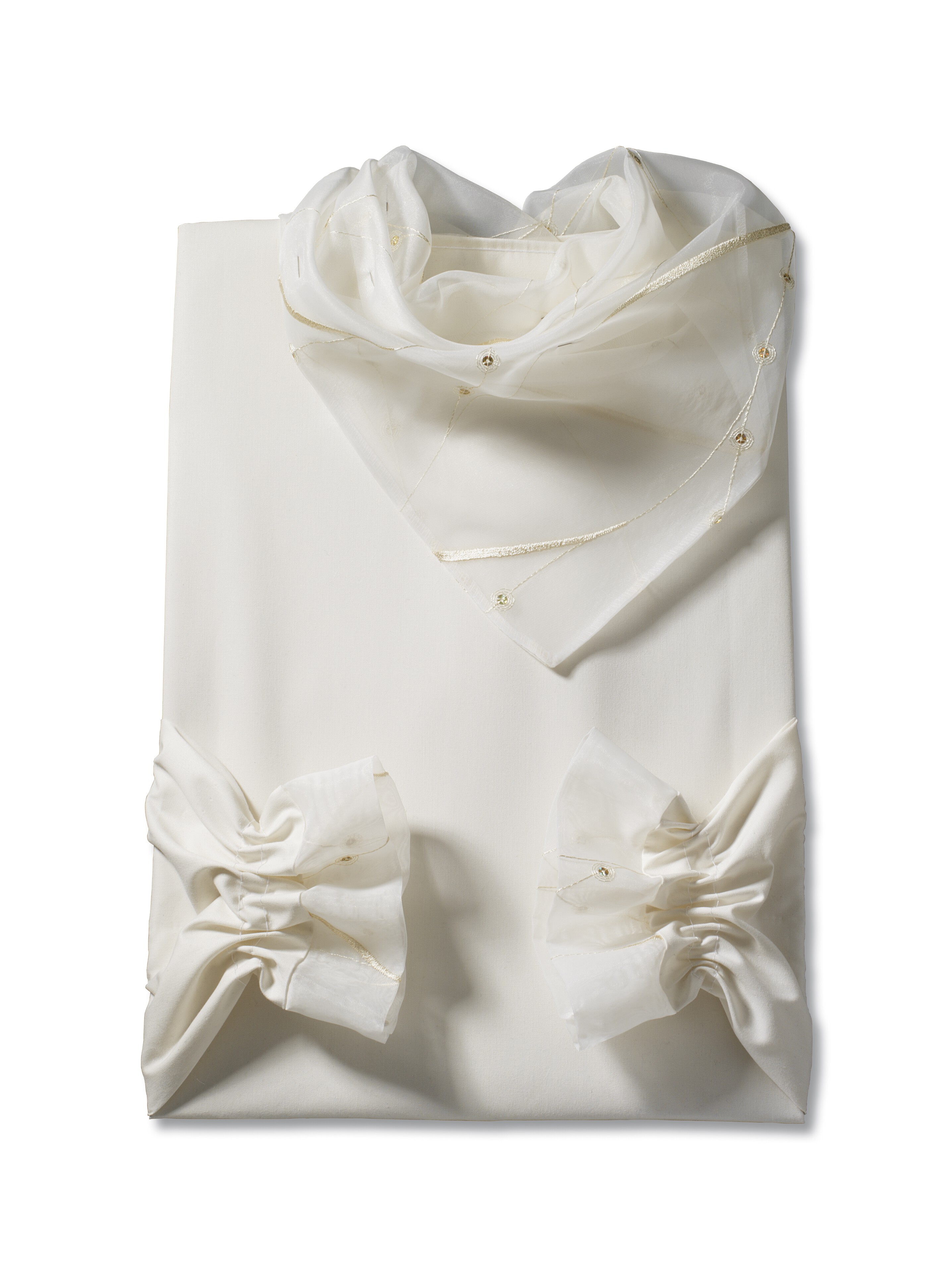 Damenkleid Nr. 41785 Florenz crème, asymetr. Umlegekragen