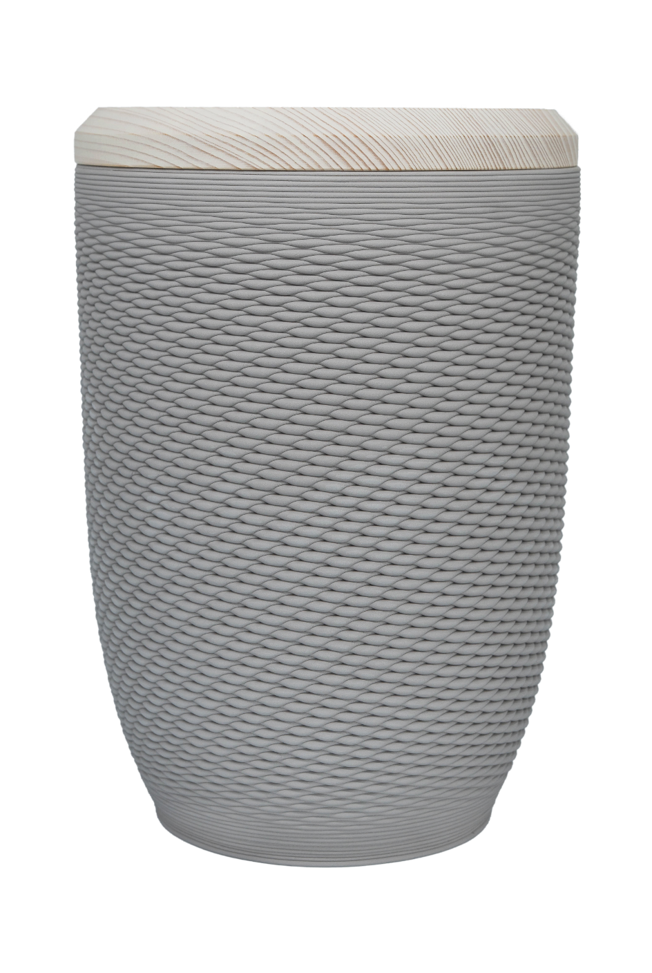 Urne Nr. 77219 Keramik, grau, Struktur: Korbgeflecht 3D-Druck, Deckel Tanne
