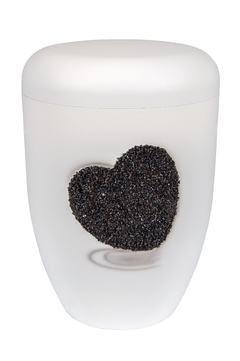 Urne 144701b weiß, Reliefherz