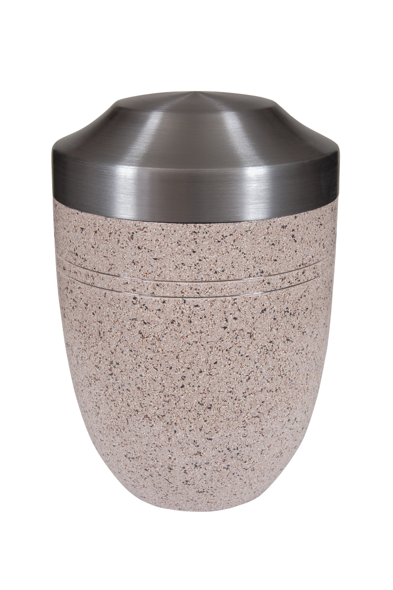 Urne HE 6003, granitgrau, silberner Deckel