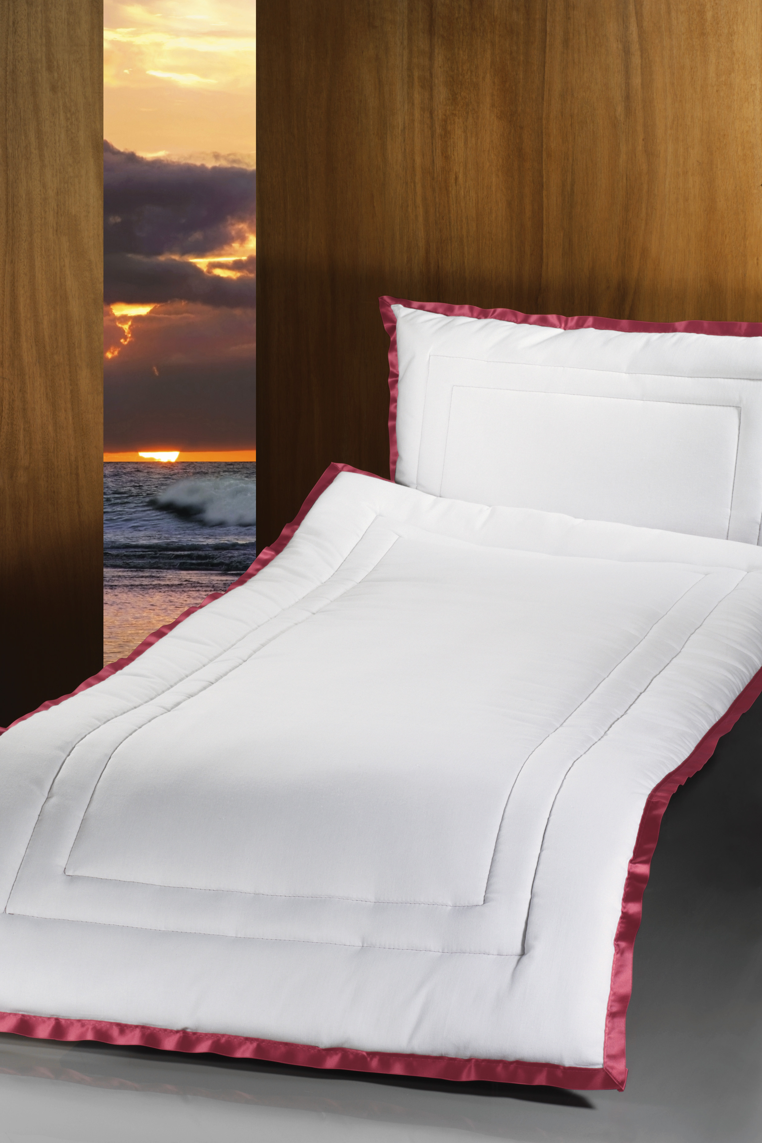 Deckengarnitur 0157 Stoff, altrosa Litze und Steppung