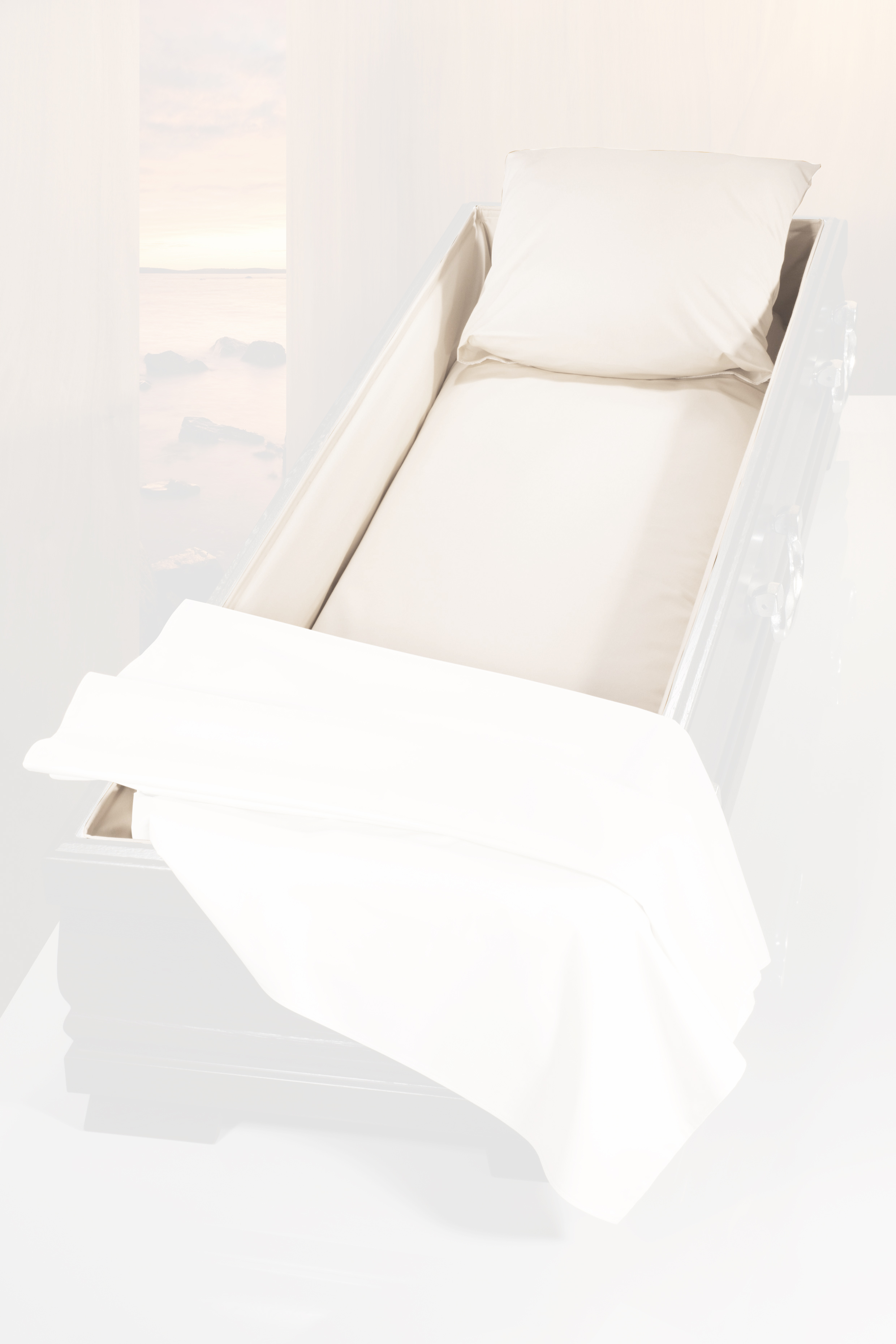 Sarginnenauskleidung 1490 elfenbein, Kissen, Seitenstreifen und Mittelteil