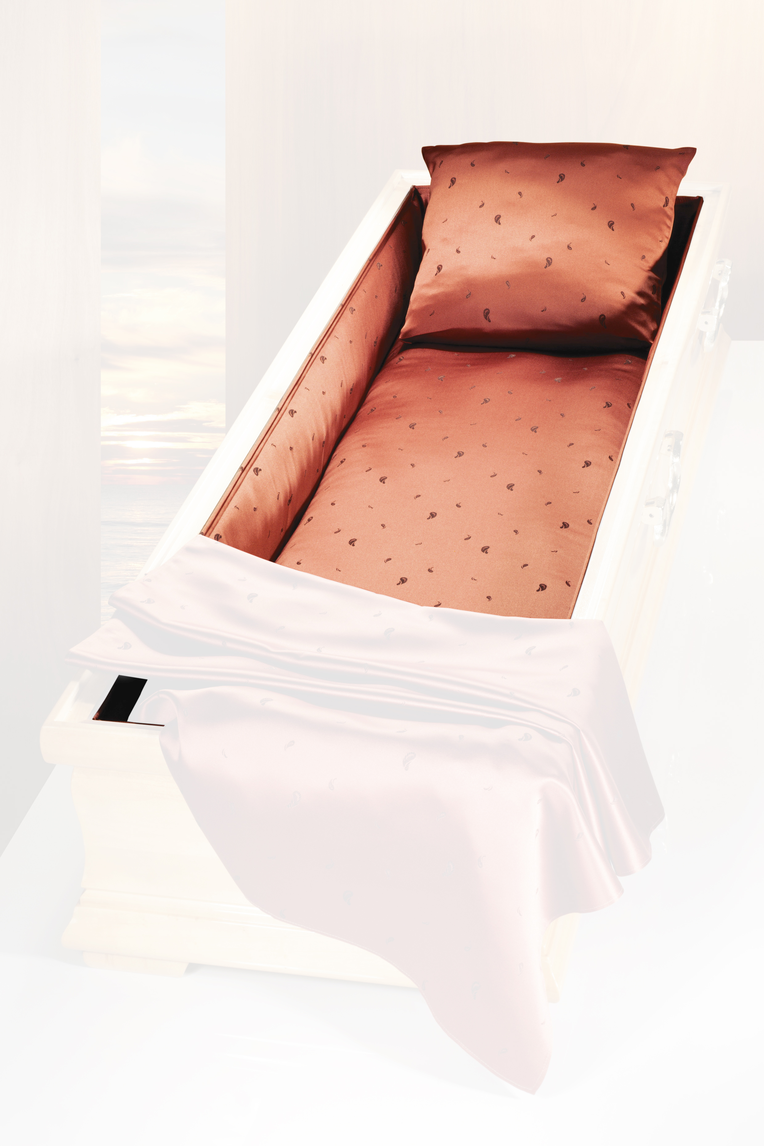 Sarginnenauskleidung 1270 burgund, Kopfkissen, Seitenstreifen und Mittelteil