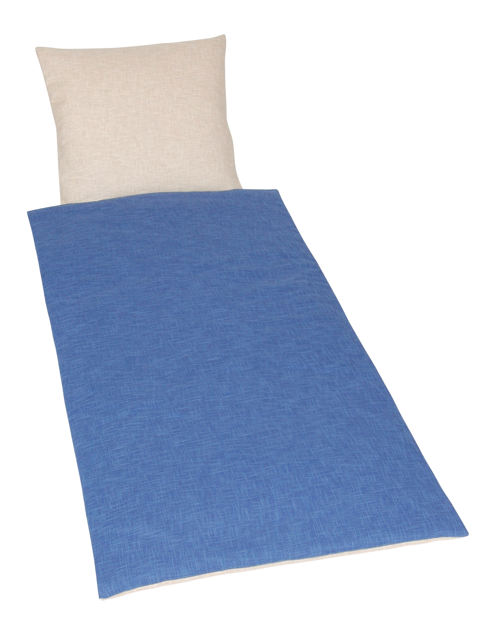 Deckengarn. 0112 tv Janus Übergröße, Leinen himmelblau/ecru, Kissen ecru