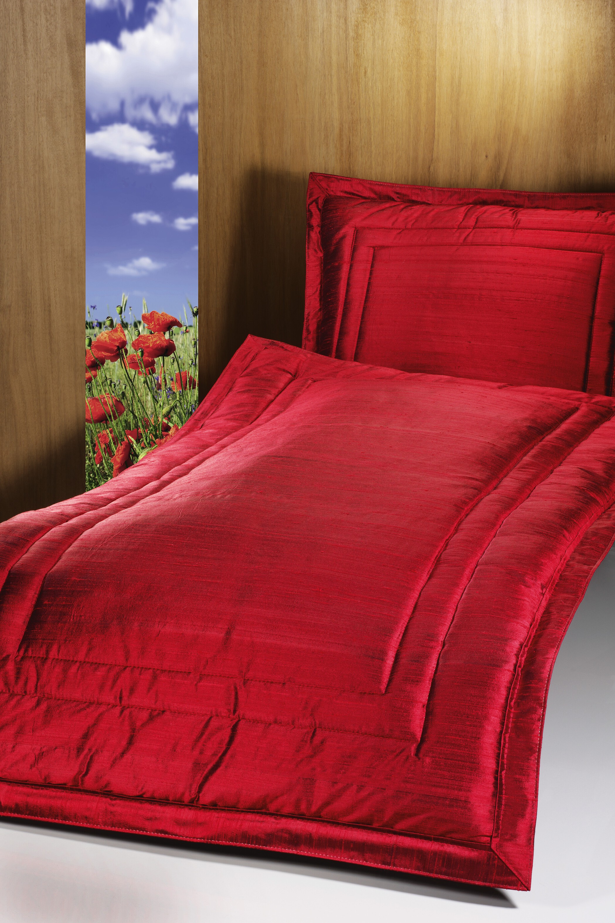 Deckengarnitur 110 Naturseide bordeaux, Steg