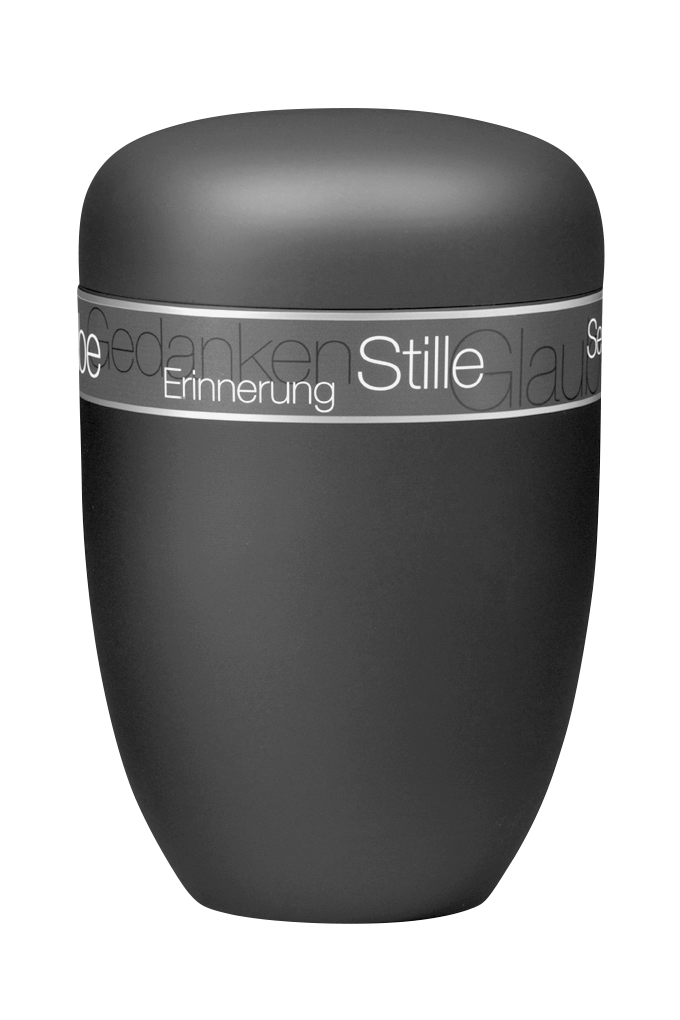 Urne 3670 TG, Stahl,  anthrazit, Dekorband Trauergedanken