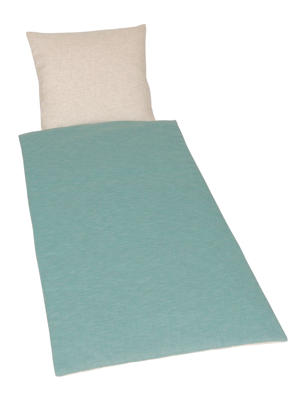 Deckengarnitur 0112 tv Janus Leinen waldgrün/ecru, Kissen ecru