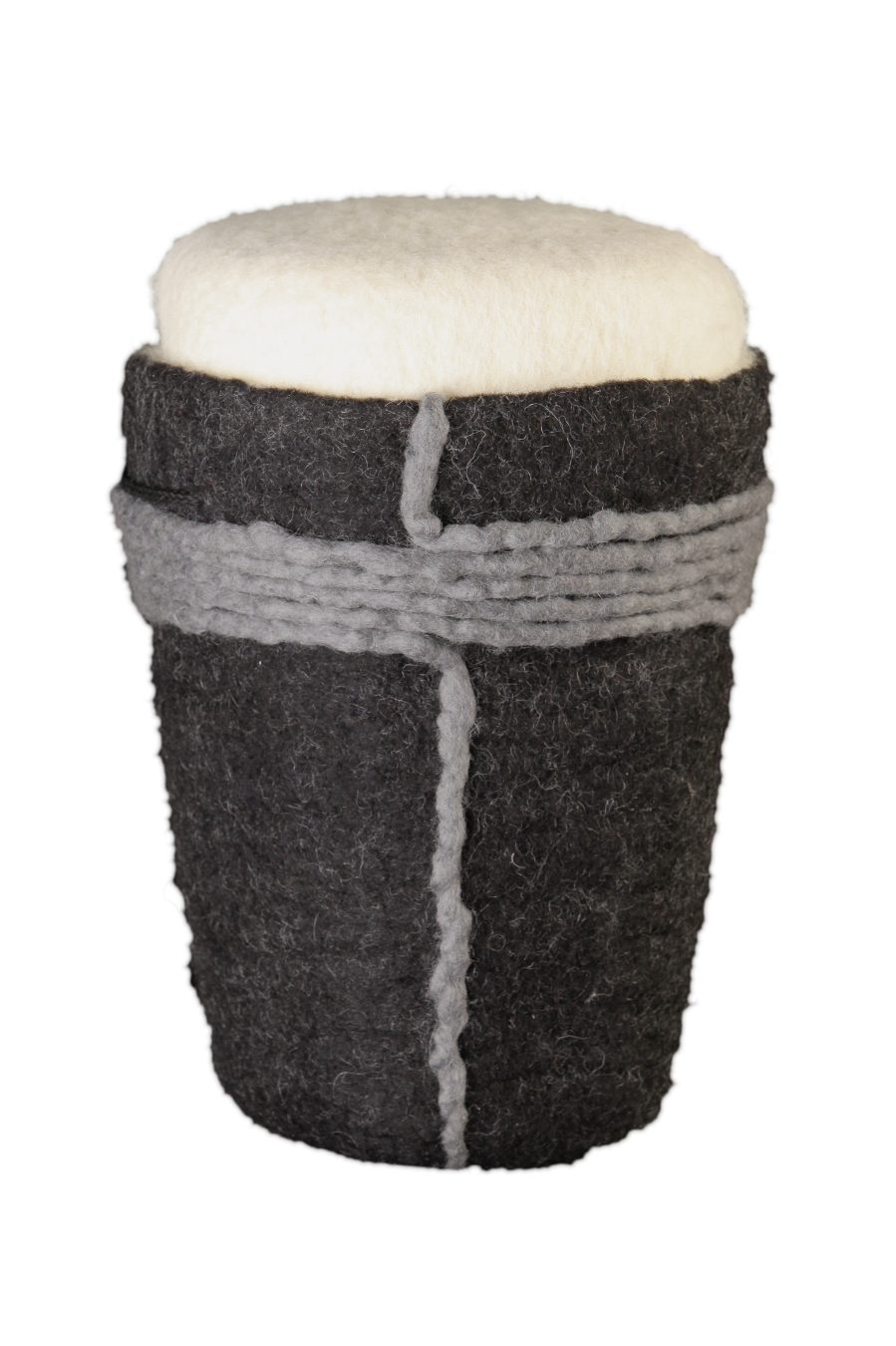 Urne Wollfilz anthrazit, graue Filzspirale