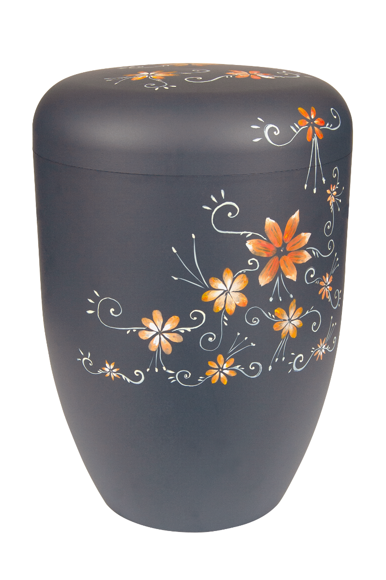 Urne 1553b anthrazit, Blumendekor