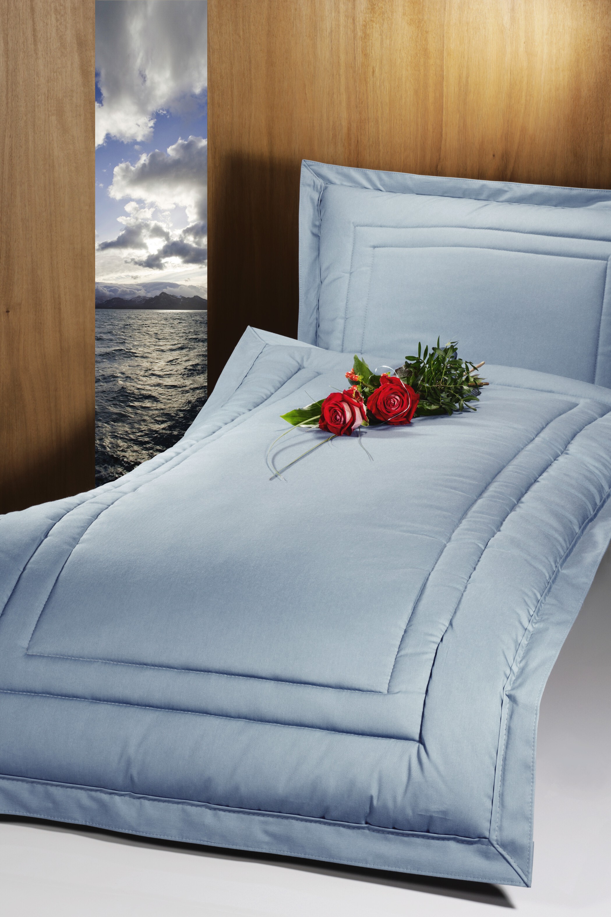 Deckengarnitur 01490 tv Baumwolle taubenblau, Steg